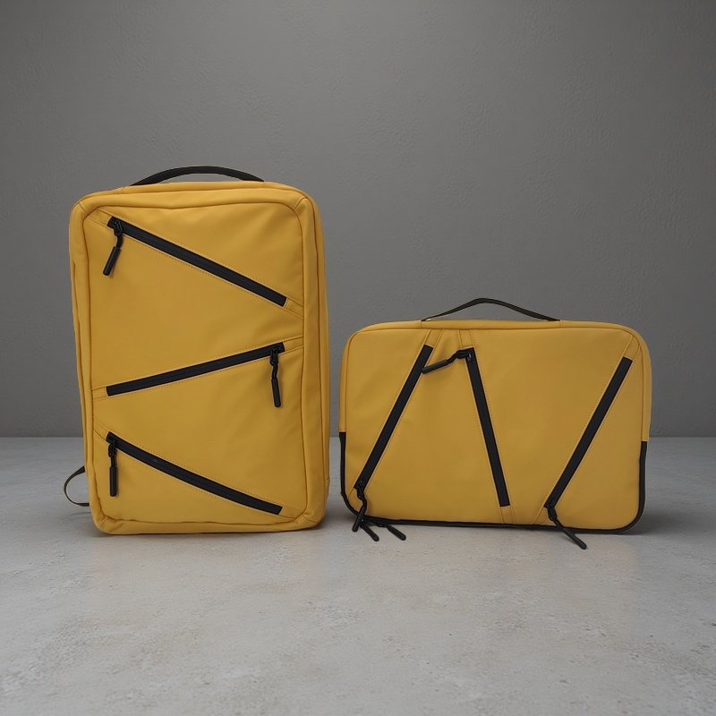 Vibrant Yellow Waterproof Nylon Laptop Backpack Set for supplier